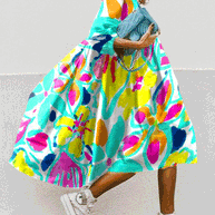 WW | Damen Kleider Boho Print Rundhalsausschnitt Mittelarm Kleid