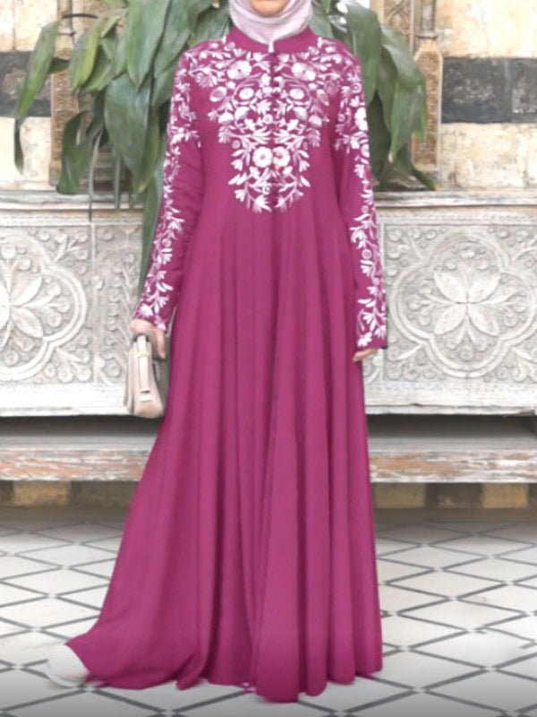 WW | Damen Kleider Ethnischer Stil Lange Ärmel Gedrucktes Maxikleid