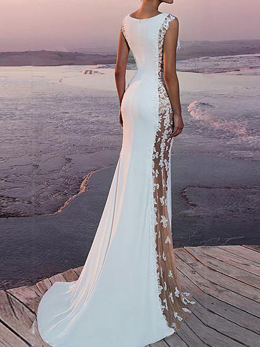 WW | Damen Kleider Spitze Paneliert Fischschwanz Abendkleid