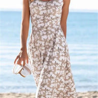 WW | Frauen Kleider Rundhals Blumengemustertes Ärmelloses Kleid