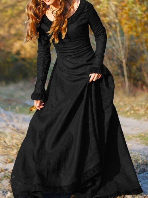 WW | Damen Kleider Rundhals Langarmkleid