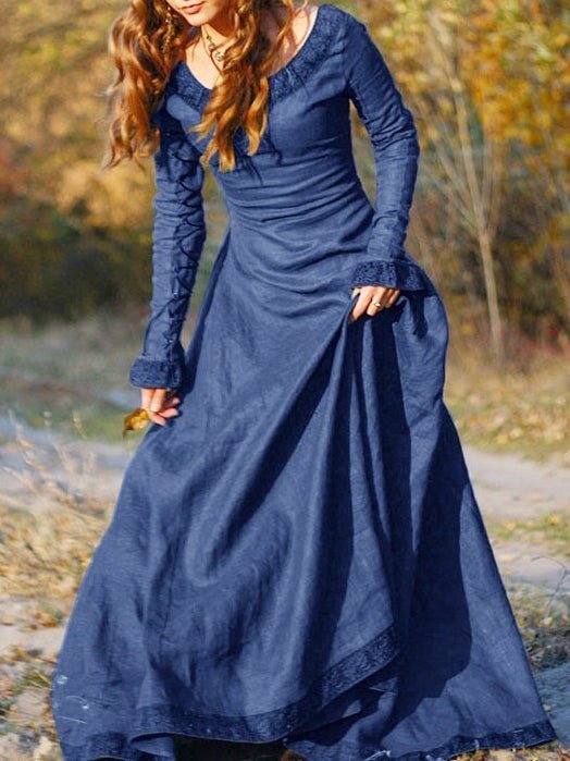 WW | Damen Kleider Rundhals Langarmkleid