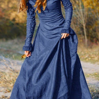 WW | Damen Kleider Rundhals Langarmkleid