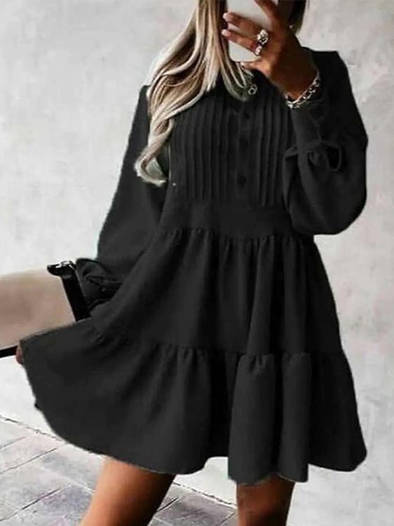WW | Damen Kleider Solide Laternenärmel Geschichtete Torte Kleid