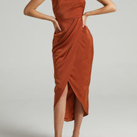 WW | Damen Kleider Einfarbig Ein Schulter Ärmlos Unregelmäßig Schlitz Kleid