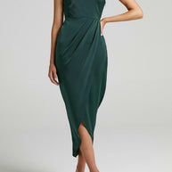 WW | Damen Kleider Einfarbig Ein Schulter Ärmlos Unregelmäßig Schlitz Kleid