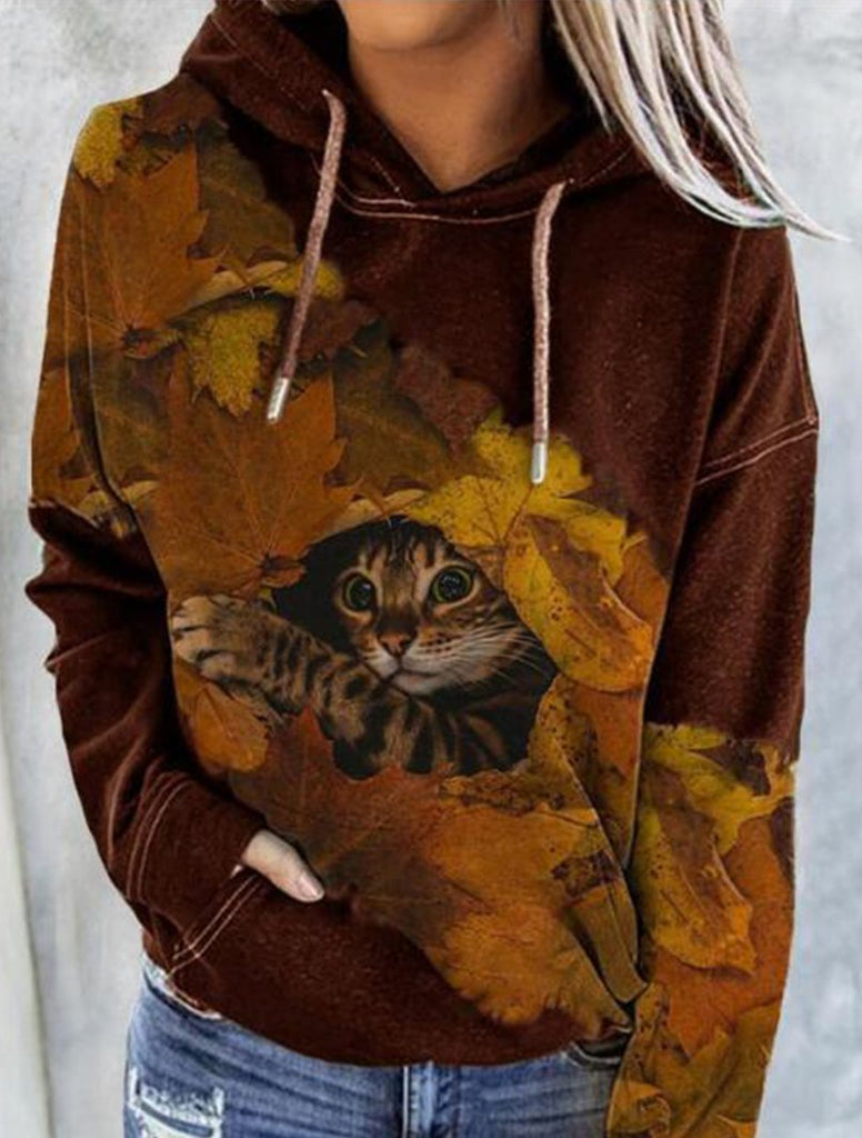 WW | Farbiger Palmendruck Taschen Zug Hoodie