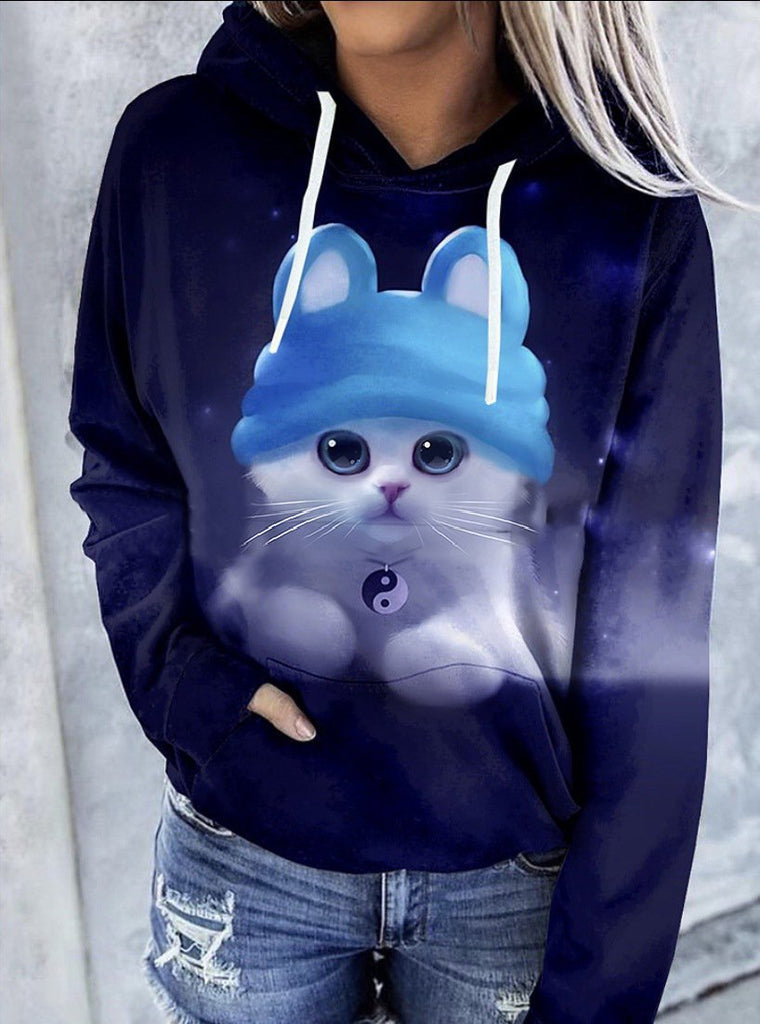 WW | Farbiger Palmendruck Taschen Zug Hoodie
