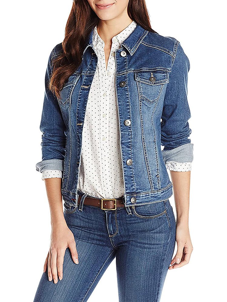 WW | Damenjacken Einreihige Denimjacke mit Taschen