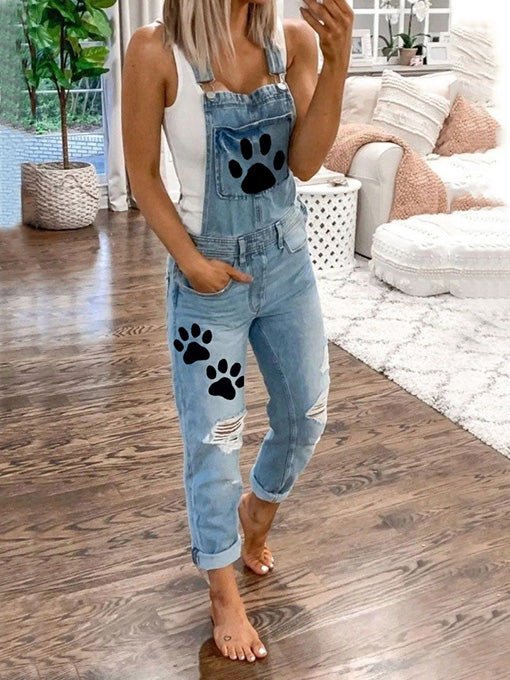 WW | Damen Jumpsuits Tier Potwäsche Niet Denim Jumpsuit
