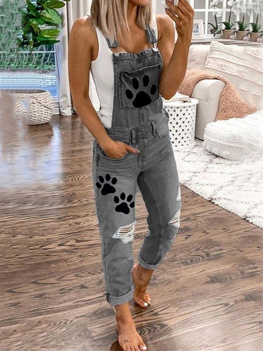 WW | Damen Jumpsuits Tier Potwäsche Niet Denim Jumpsuit