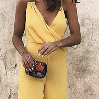 WW | Damen Playsuits Lässig V-Ausschnitt Sling Ärmellos Playsuit