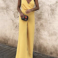 WW | Damen Playsuits Lässig V-Ausschnitt Sling Ärmellos Playsuit