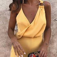 WW | Damen Playsuits Lässig V-Ausschnitt Sling Ärmellos Playsuit