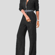 WW | Damen Jumpsuits Klapp Reißverschluss Lange Ärmel Denim Jumpsuit