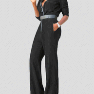WW | Damen Jumpsuits Klapp Reißverschluss Lange Ärmel Denim Jumpsuit
