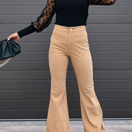WW | Damenhose Einfarbig Mittlere Taille Slim Micro Flare Hose