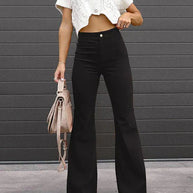 WW | Damenhose Einfarbig Mittlere Taille Slim Micro Flare Hose