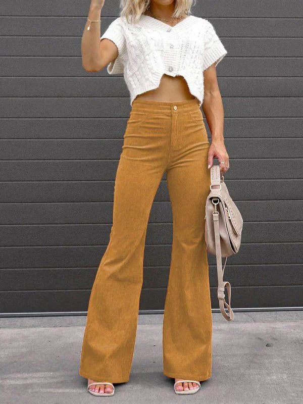 WW | Damenhose Einfarbig Mittlere Taille Slim Micro Flare Hose