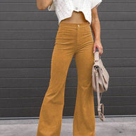 WW | Damenhose Einfarbig Mittlere Taille Slim Micro Flare Hose