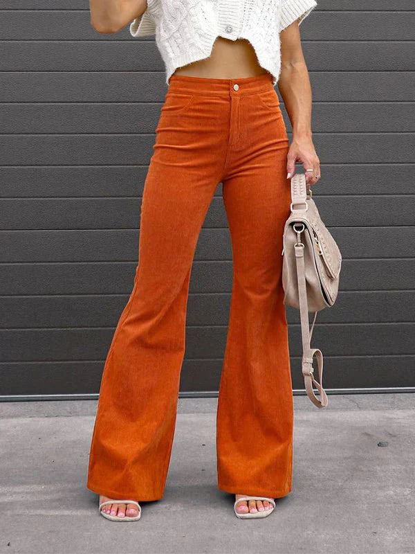 WW | Damenhose Einfarbig Mittlere Taille Slim Micro Flare Hose
