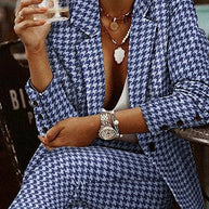 WW | Damen Set Check Slim Blazer & Hosen Zwei Teile Set