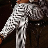 WW | Damen Set Check Slim Blazer & Hosen Zwei Teile Set