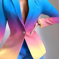 WW | Damen Set Gedruckte Blazer Shorts Zweiteiliges Set