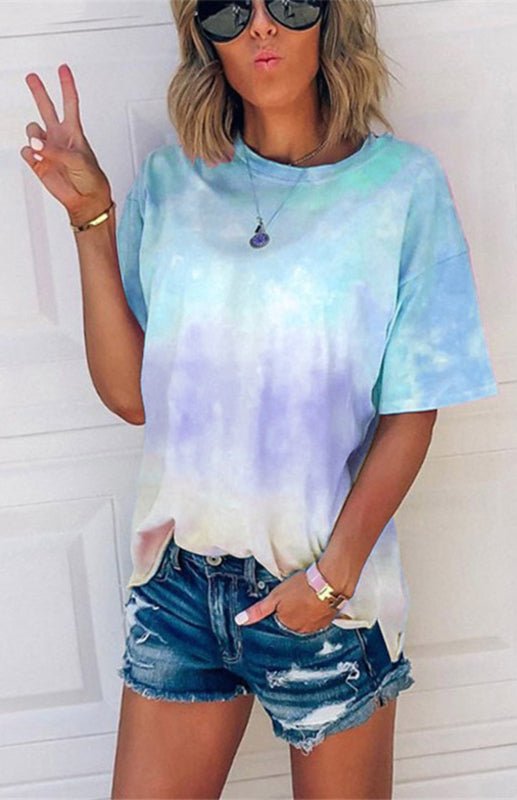 WW | Damen Tie Dye Gradient Print Lose T-Shirt Für Frauen