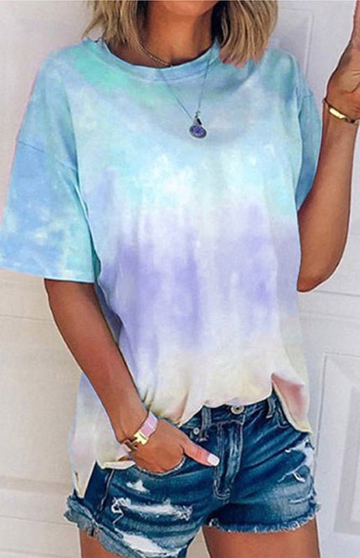 WW | Damen Tie Dye Gradient Print Lose T-Shirt Für Frauen