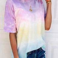 WW | Damen Tie Dye Gradient Print Lose T-Shirt Für Frauen