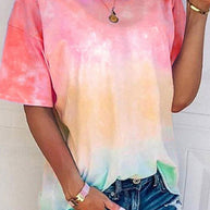 WW | Damen Tie Dye Gradient Print Lose T-Shirt Für Frauen