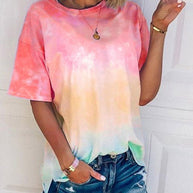 WW | Damen Tie Dye Gradient Print Lose T-Shirt Für Frauen