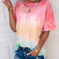 WW | Damen Tie Dye Gradient Print Lose T-Shirt Für Frauen