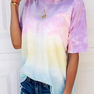 WW | Damen Tie Dye Gradient Print Lose T-Shirt Für Frauen