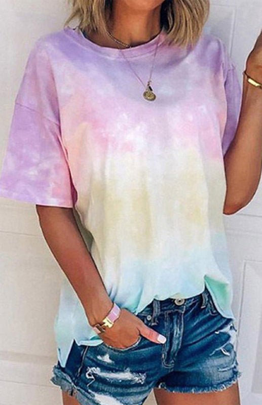 WW | Damen Tie Dye Gradient Print Lose T-Shirt Für Frauen