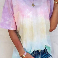 WW | Damen Tie Dye Gradient Print Lose T-Shirt Für Frauen