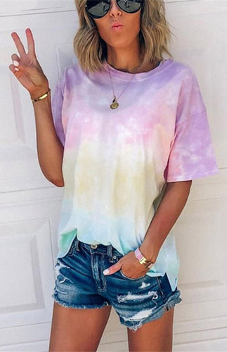WW | Damen Tie Dye Gradient Print Lose T-Shirt Für Frauen