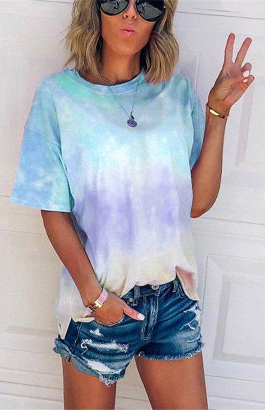 WW | Damen Tie Dye Gradient Print Lose T-Shirt Für Frauen