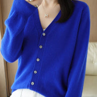 WW | Damen V-Ausschnitt Knopfverschluss Langarm Cardigan