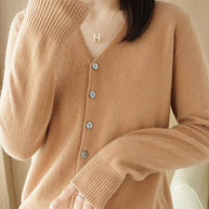 WW | Damen V-Ausschnitt Knopfverschluss Langarm Cardigan