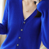 WW | Damen V-Ausschnitt Knopfverschluss Langarm Cardigan
