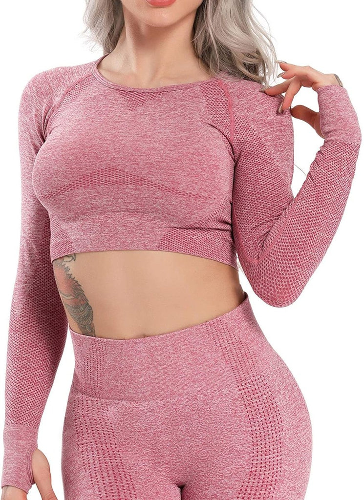 WW | Yoga Gym Crop Top Kompression Workout Athletisch Kurz /langarm Satz