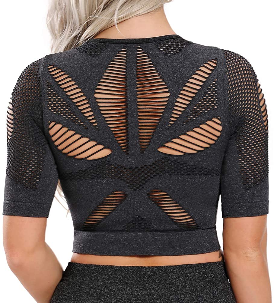 WW | Yoga Gym Crop Top Kompression Workout Athletisch Kurz /langarm Satz