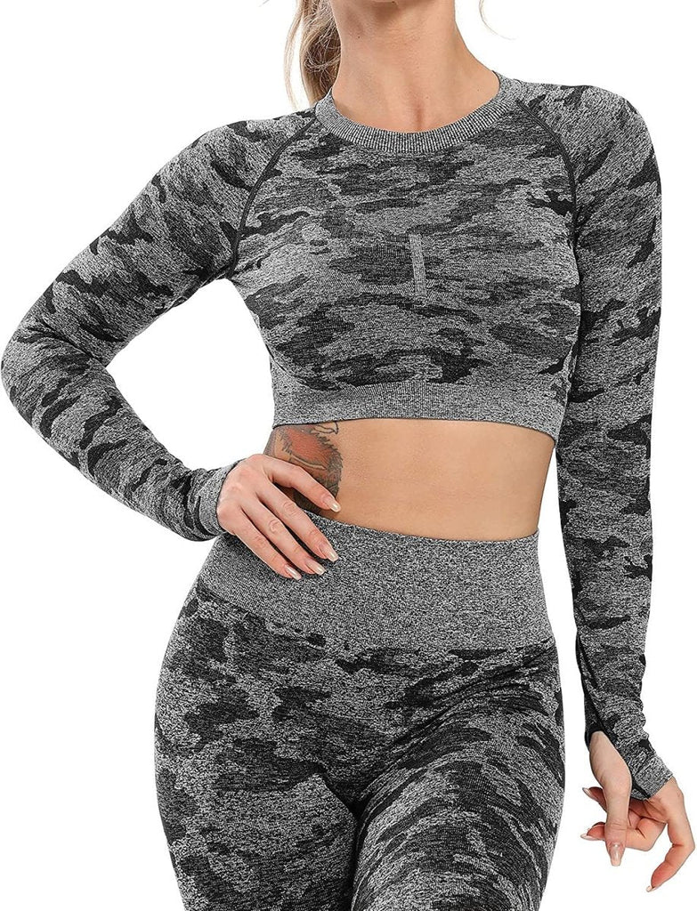 WW | Yoga Gym Crop Top Kompression Workout Athletisch Kurz /langarm Satz