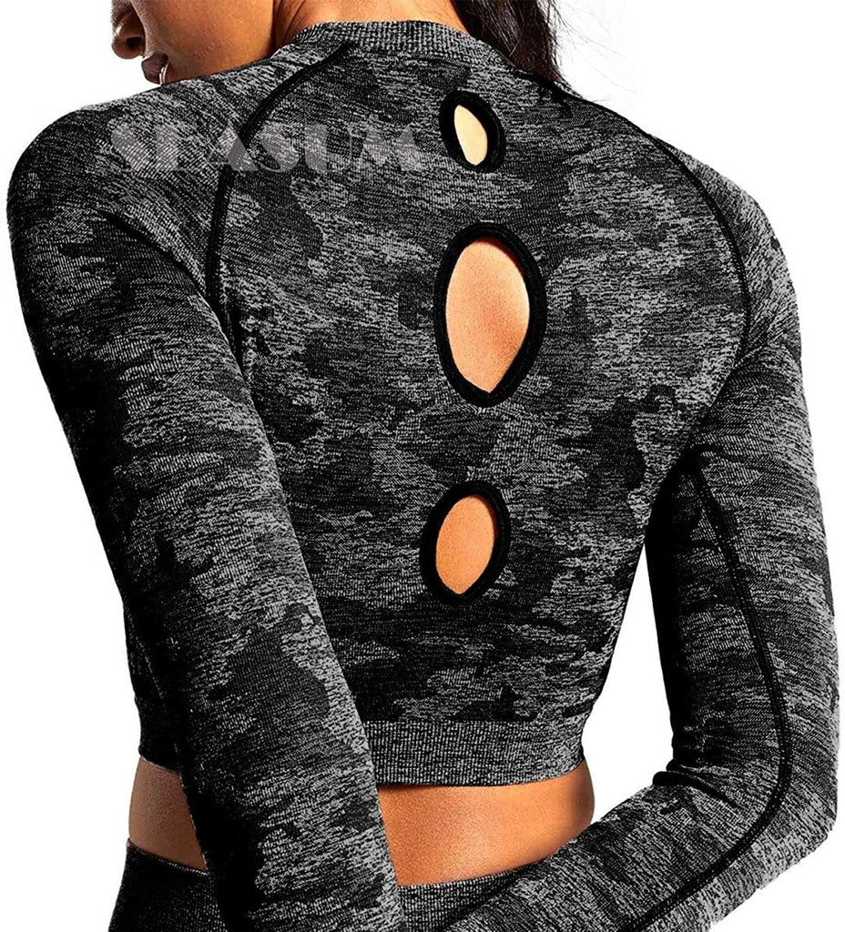 WW | Yoga Gym Crop Top Kompression Workout Athletisch Kurz /langarm Satz
