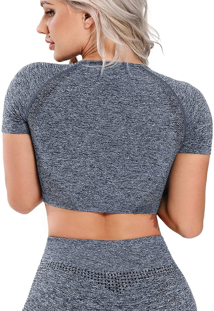 WW | Yoga Gym Crop Top Kompression Workout Athletisch Kurz /langarm Satz