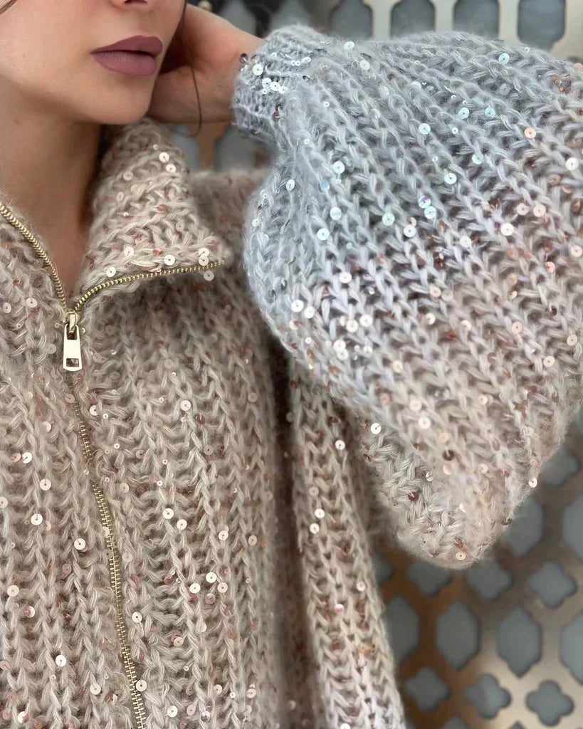 Maeve️ | Der elegante, glitzernde Seiden-Cardigan-Pullover