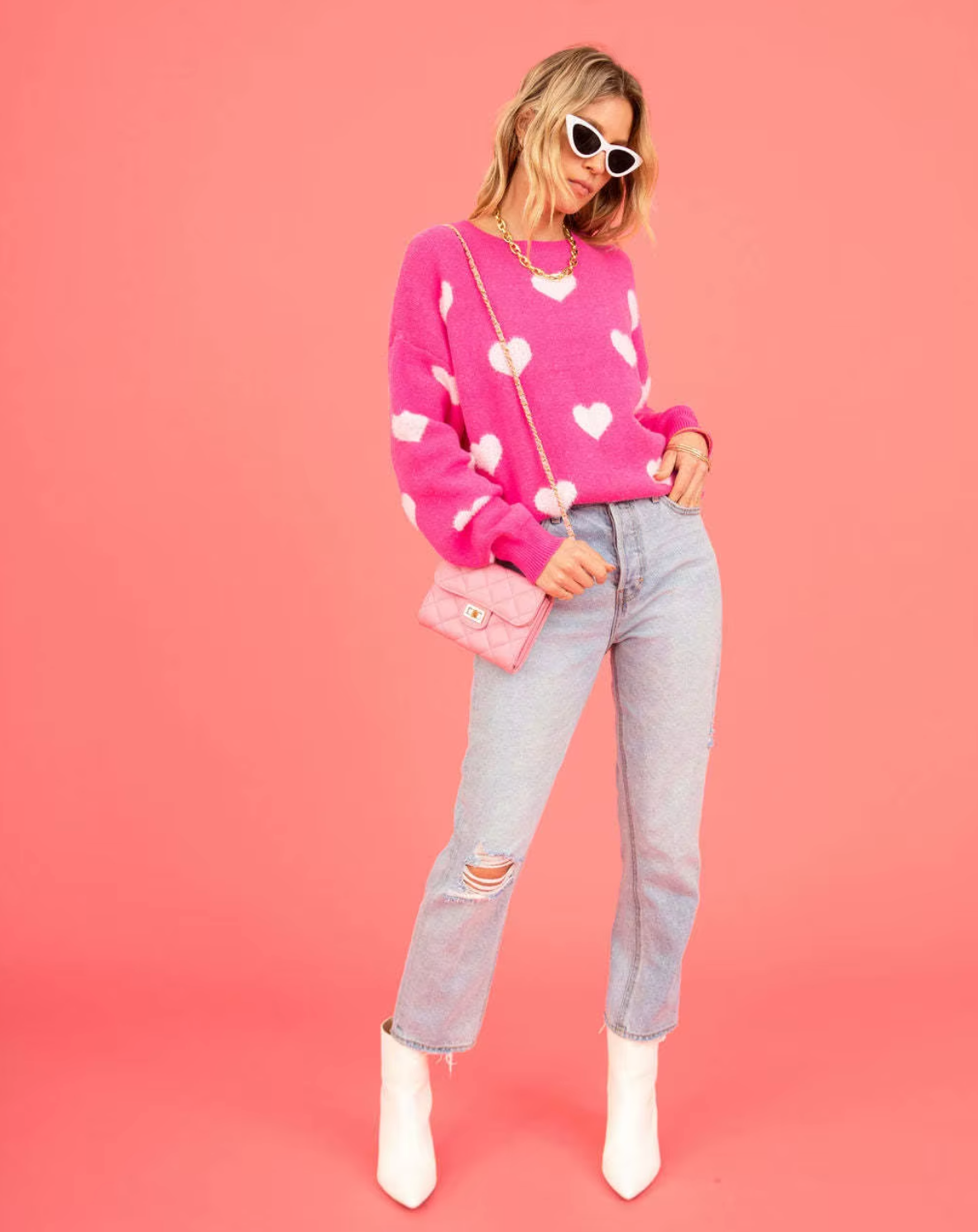 – Strickpullover mit Herz-Print