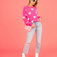 – Strickpullover mit Herz-Print